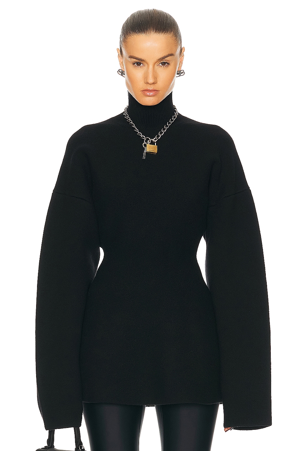 Image 1 of Balenciaga Cashmere Hourglass Turtleneck Sweater in Black