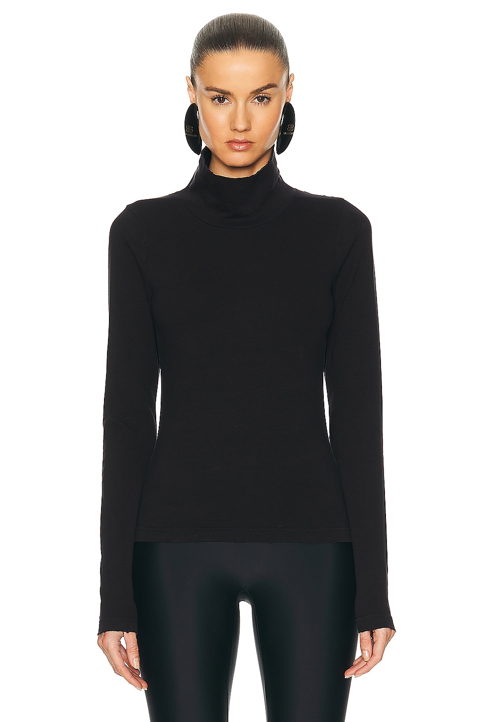 Image 1 of Balenciaga Turtleneck Seamless Sweater in Black