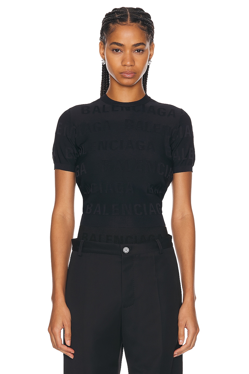 Image 1 of Balenciaga Short Sleeve Crewneck Sweater in Black