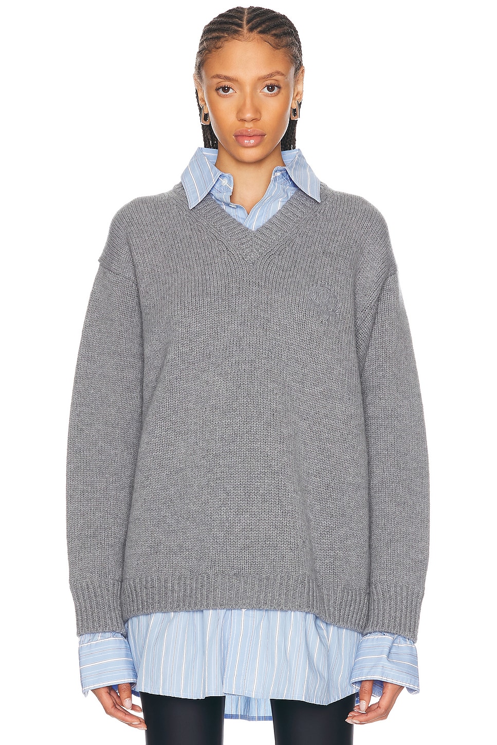 Shop Balenciaga Layered Sweater In Grey