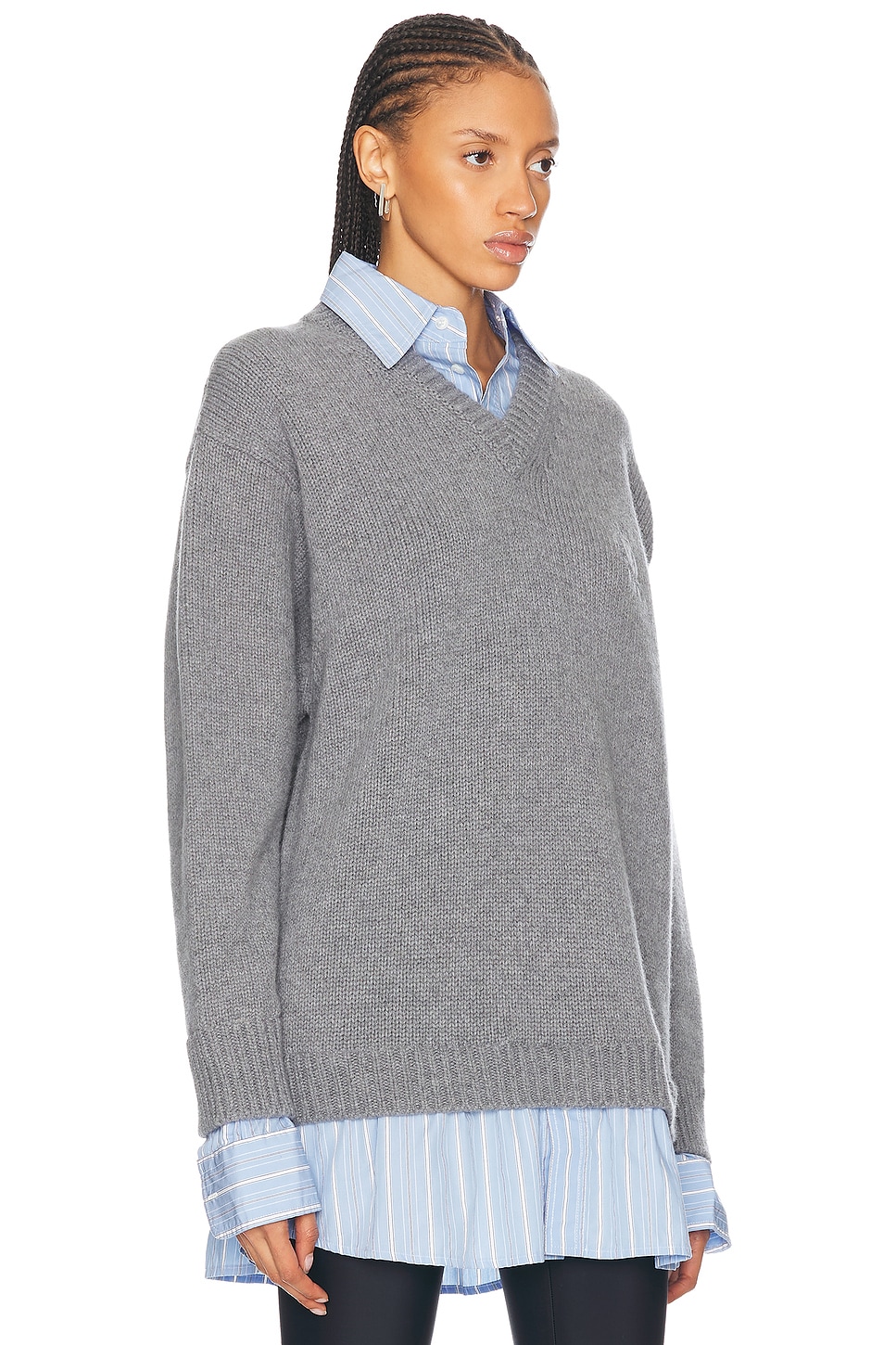 Shop Balenciaga Layered Sweater In Grey