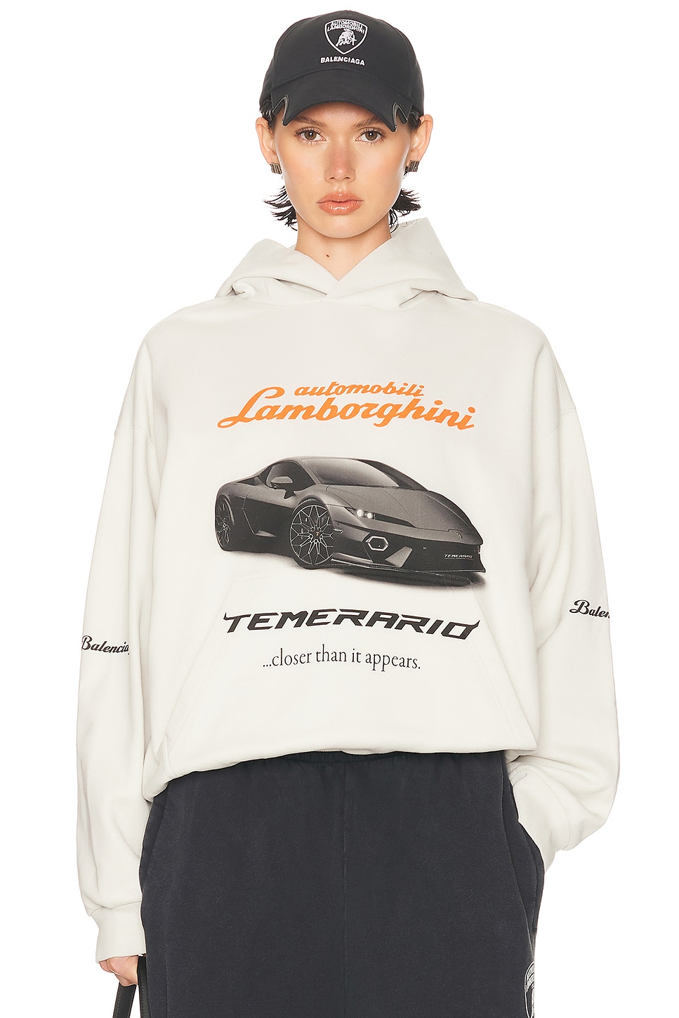 Image 1 of Balenciaga Lamborghini Medium Fit Hoodie in Dirty White