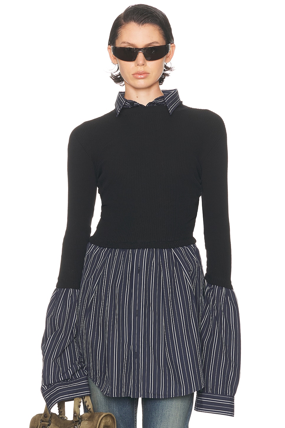 Image 1 of Balenciaga Layered Sweater Top in Black