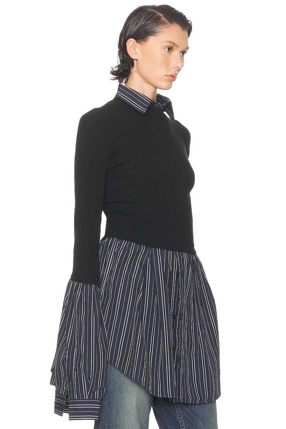 Balenciaga Layered Sweater Featuring Collared Neck In Black
