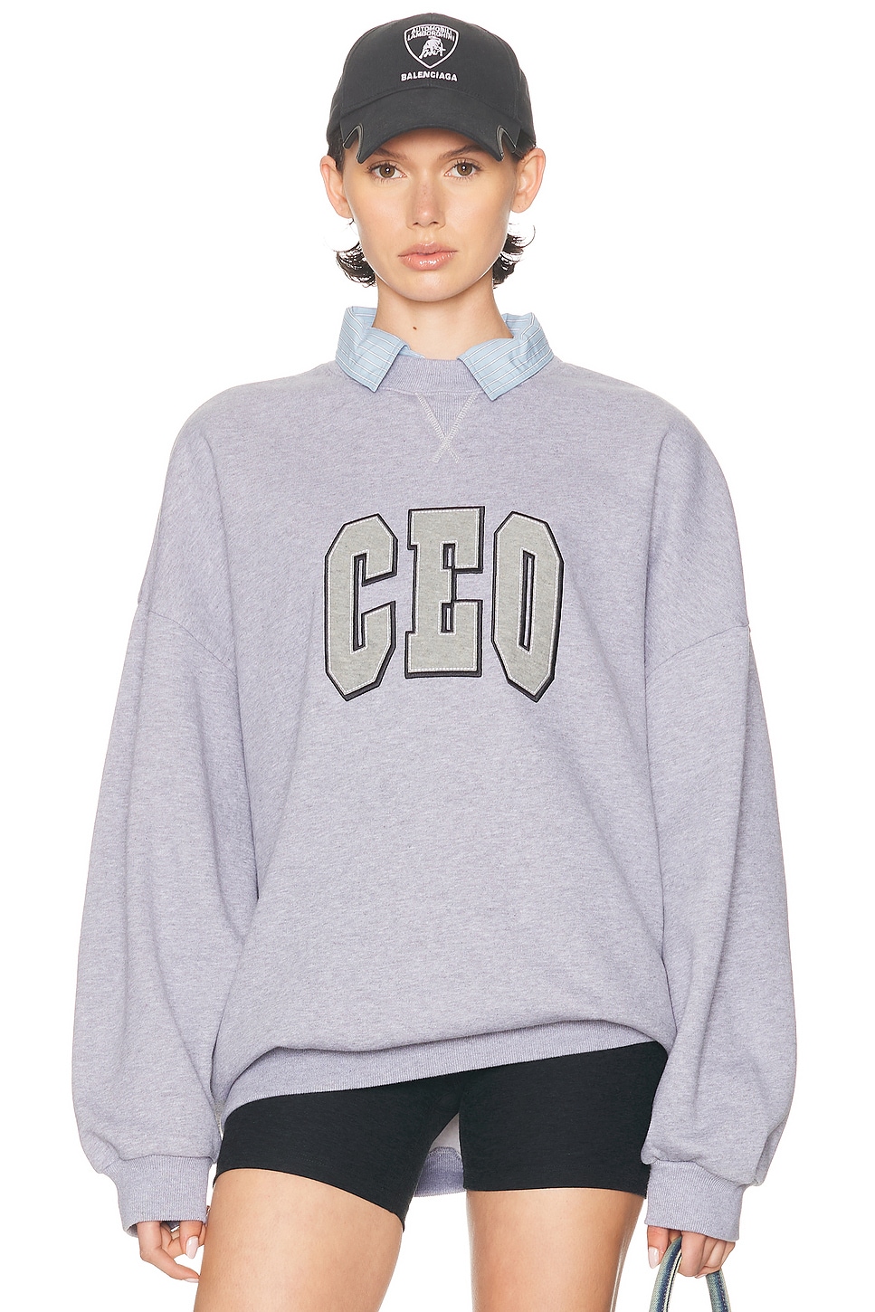 Balenciaga Shirt Crewneck Sweater In Purple