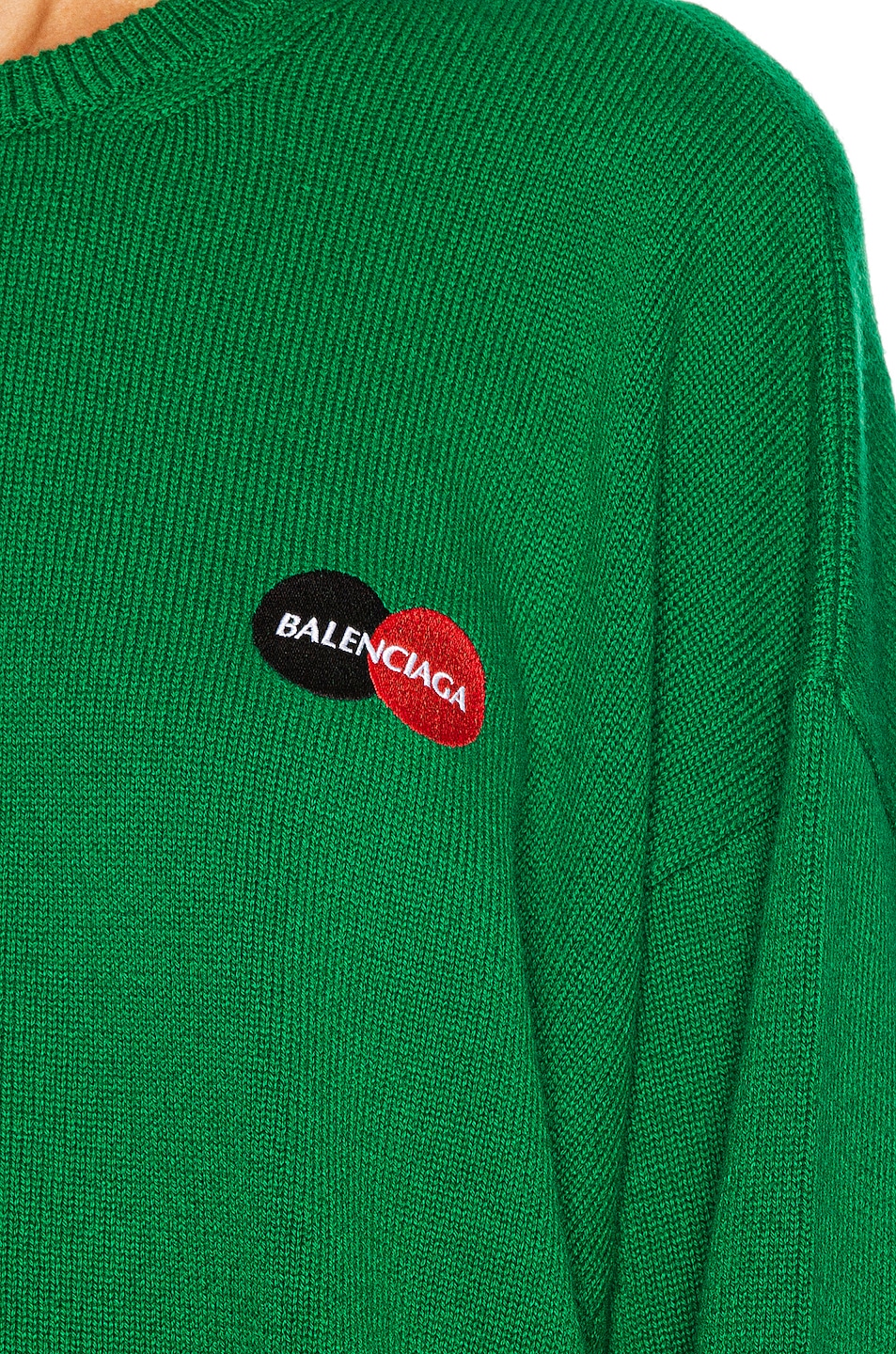Balenciaga Long Sleeve Crew Neck Sweater in Green | FWRD