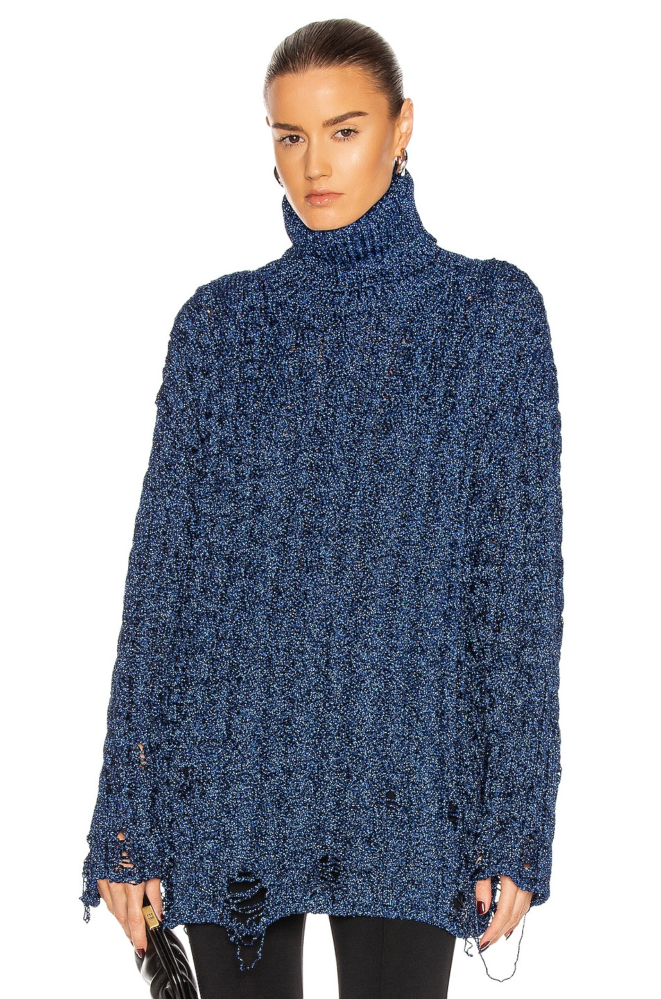 Image 1 of Balenciaga Long Sleeve Turtleneck Sweater in Metallic Blue