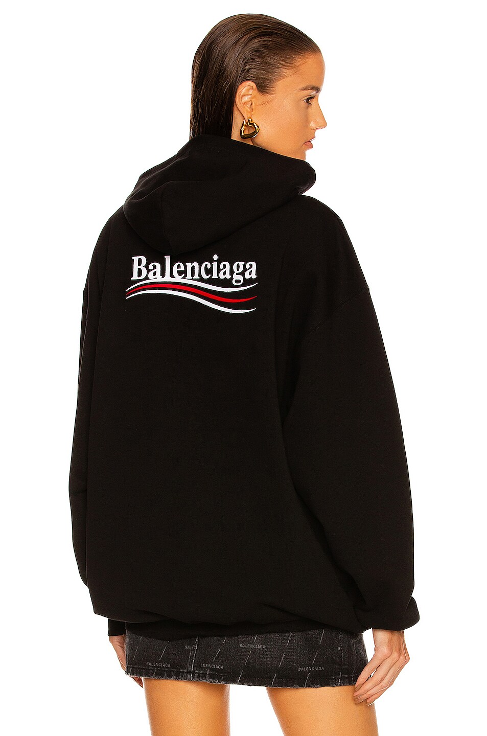 Image 1 of Balenciaga Medium Fit Hoodie in Black & White