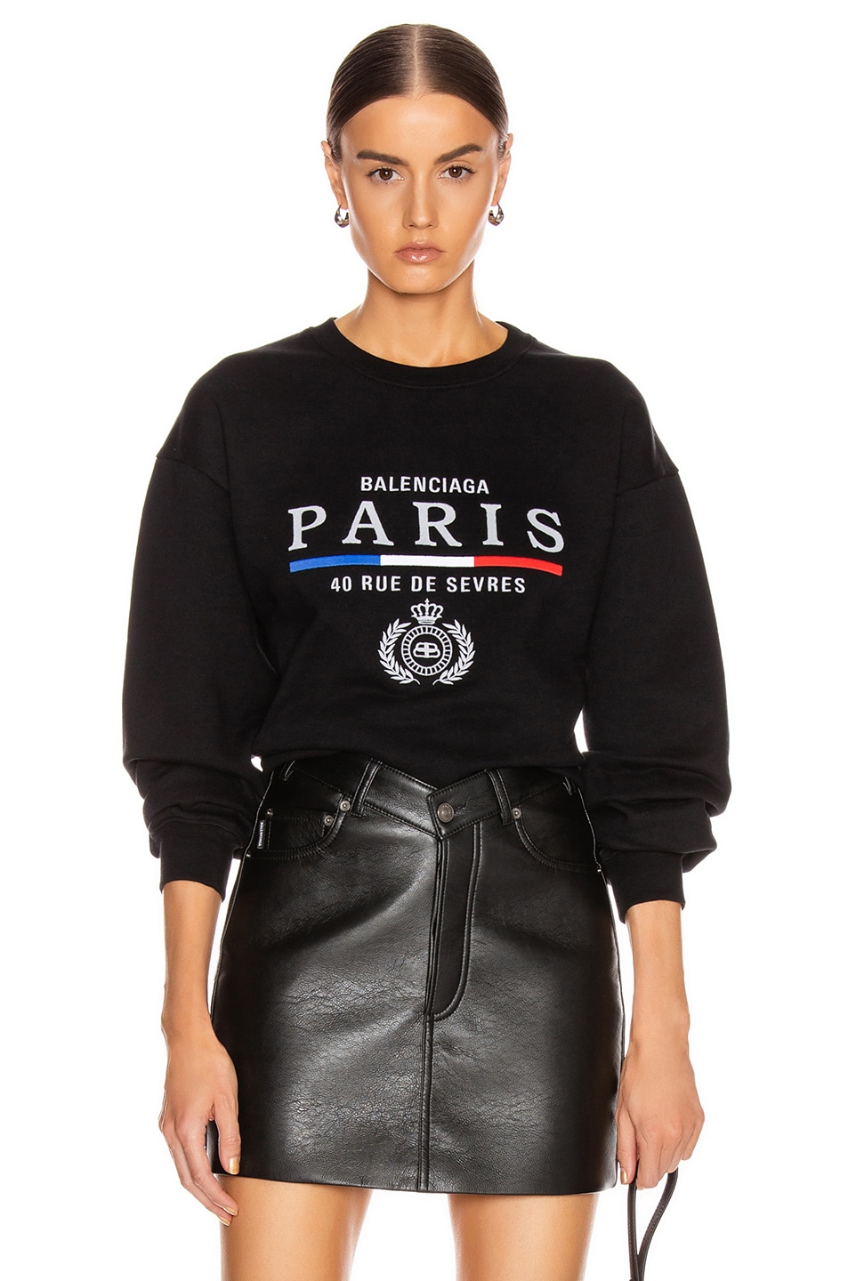 Image 1 of Balenciaga Paris Flag Crew Neck Sweatshirt in Black