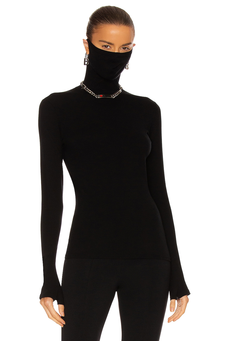 Image 1 of Balenciaga Mask Turtleneck Sweater in Black