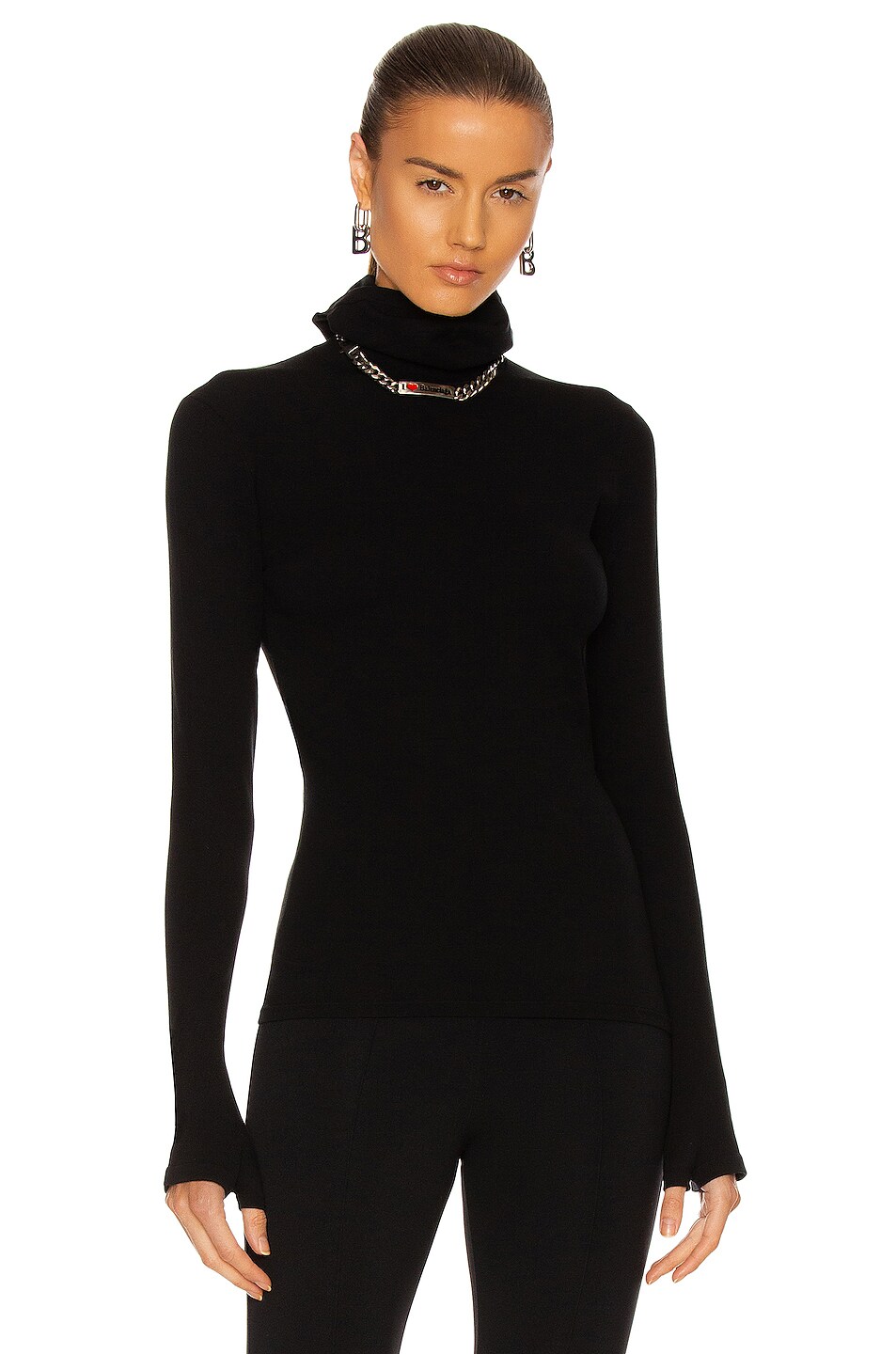 Balenciaga Mask Turtleneck Sweater in Black | FWRD