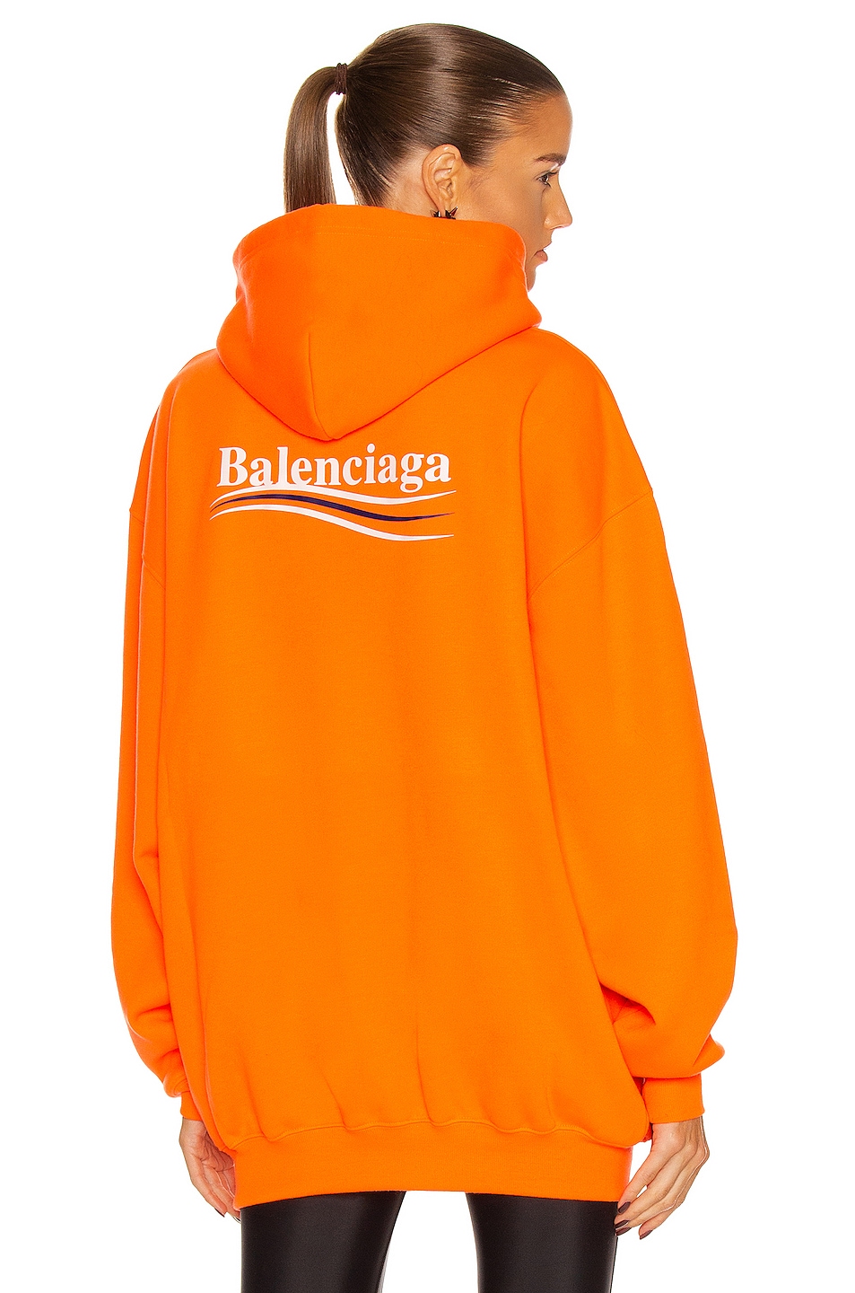 Image 1 of Balenciaga Long Sleeve Hoodie in Fluo Orange & White