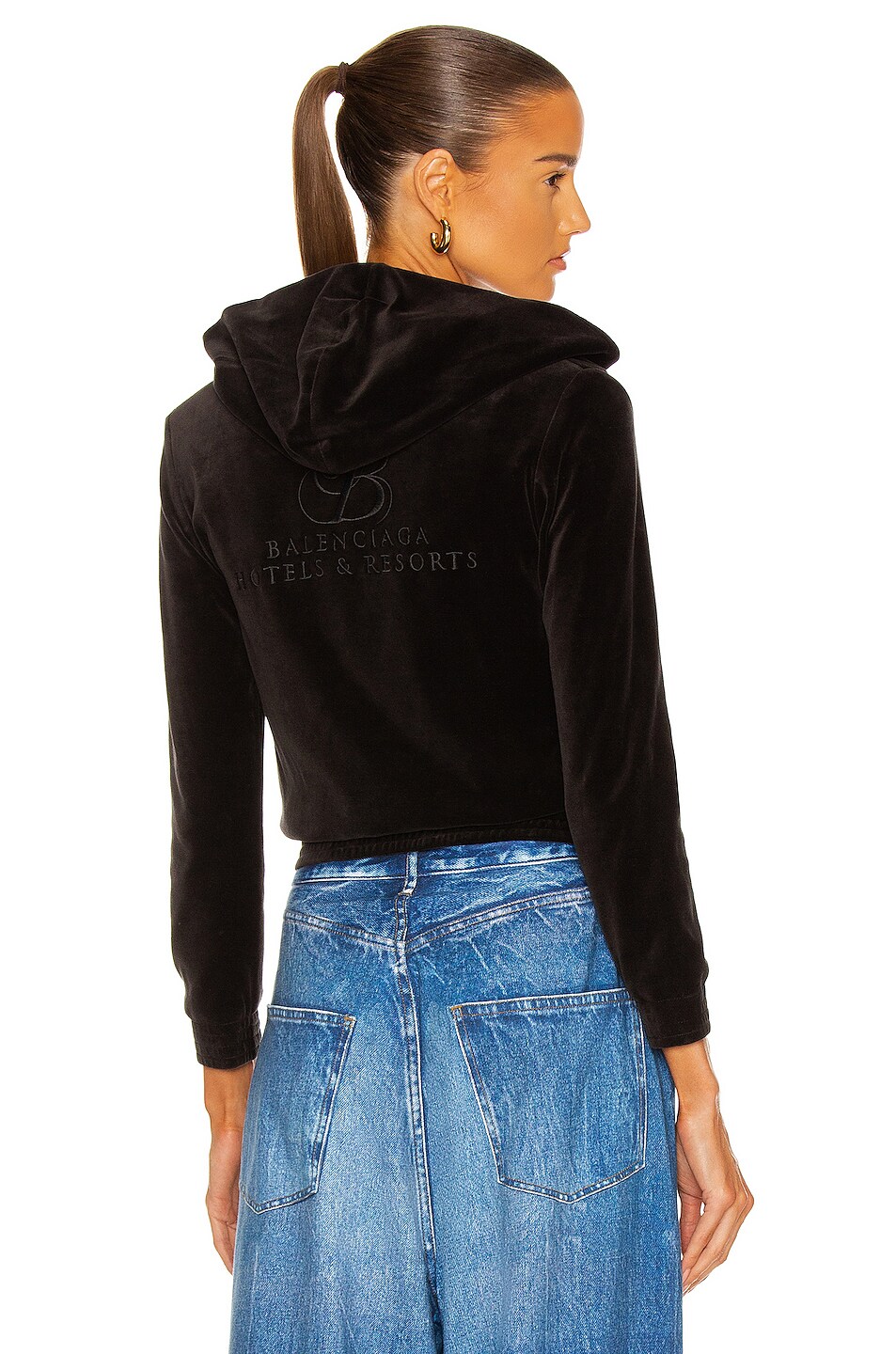 Image 1 of Balenciaga Shrunk Zip Up Hoodie in Black