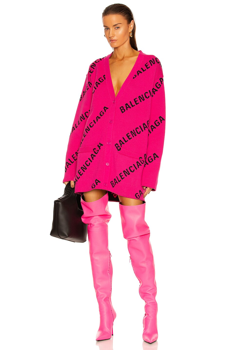 Image 1 of Balenciaga Long Sleeve Cardigan in Pink & Black