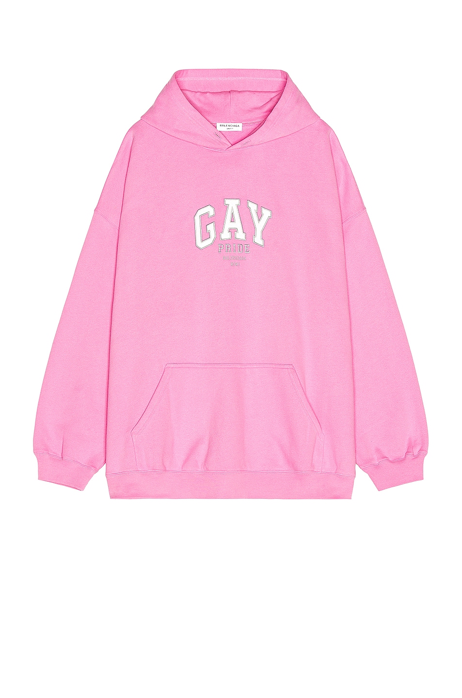 Image 1 of Balenciaga Boxy Pride Hoodie in Pink & White & Grey