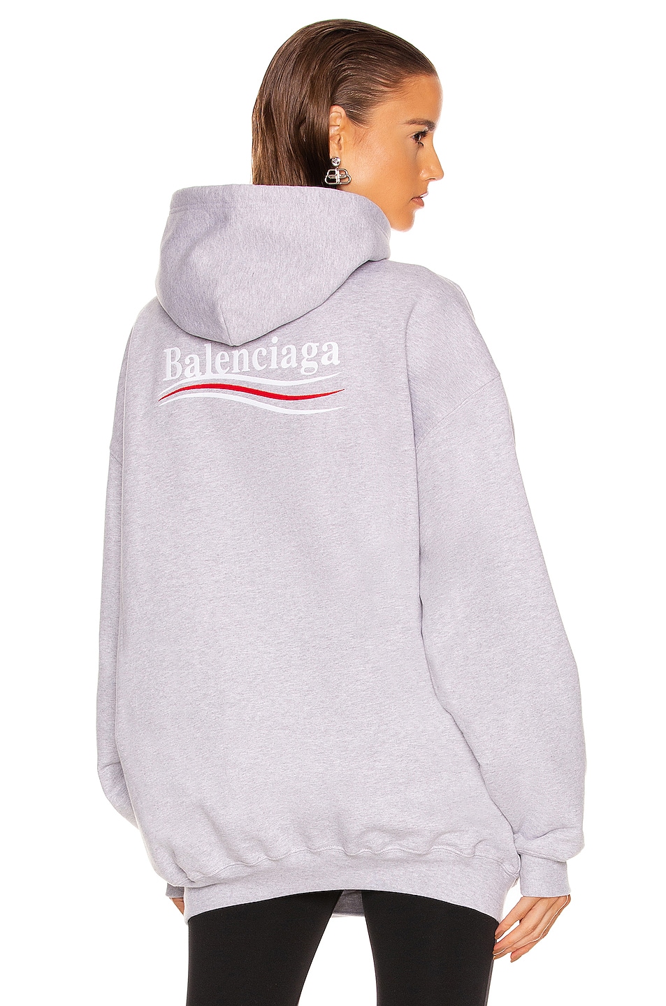 Image 1 of Balenciaga Political Campaign Medium Fit Hoodie in Heather Grey & White & Red