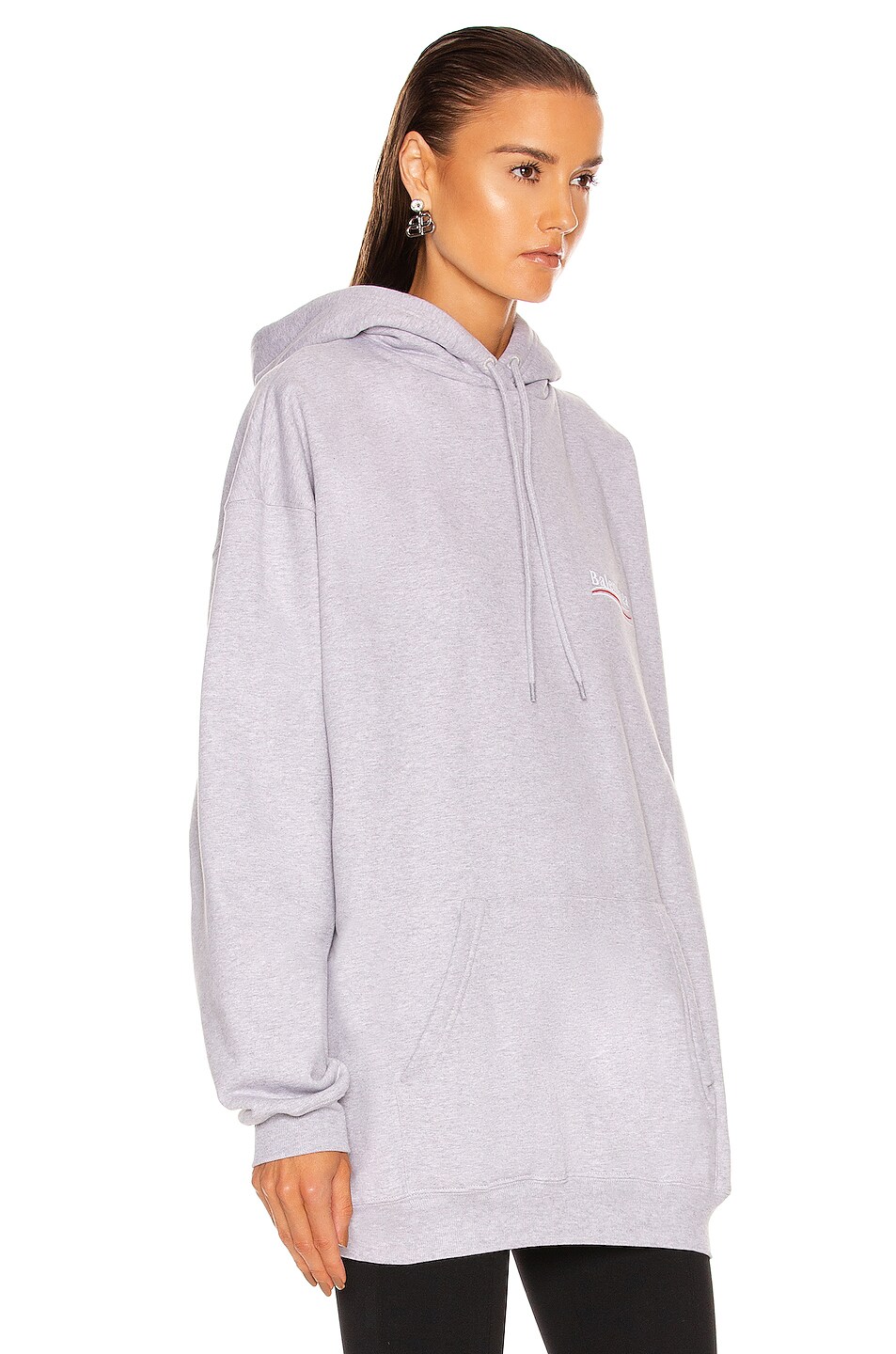 Balenciaga Political Campaign Medium Fit Hoodie in Heather Grey & White ...