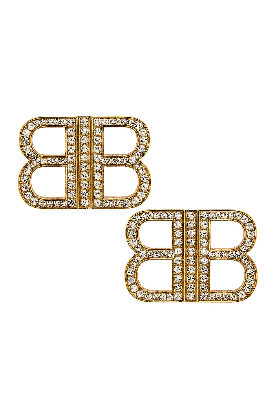 Image 1 of Balenciaga BB 2.0 Earrings in Gold & Crystal