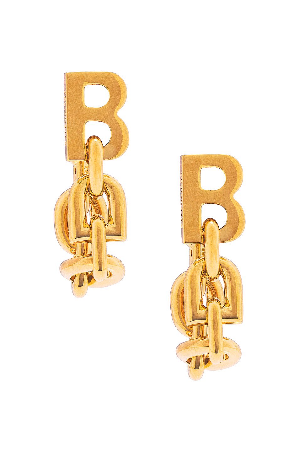 Image 1 of Balenciaga B Chain Flex Earrings in Shiny Gold