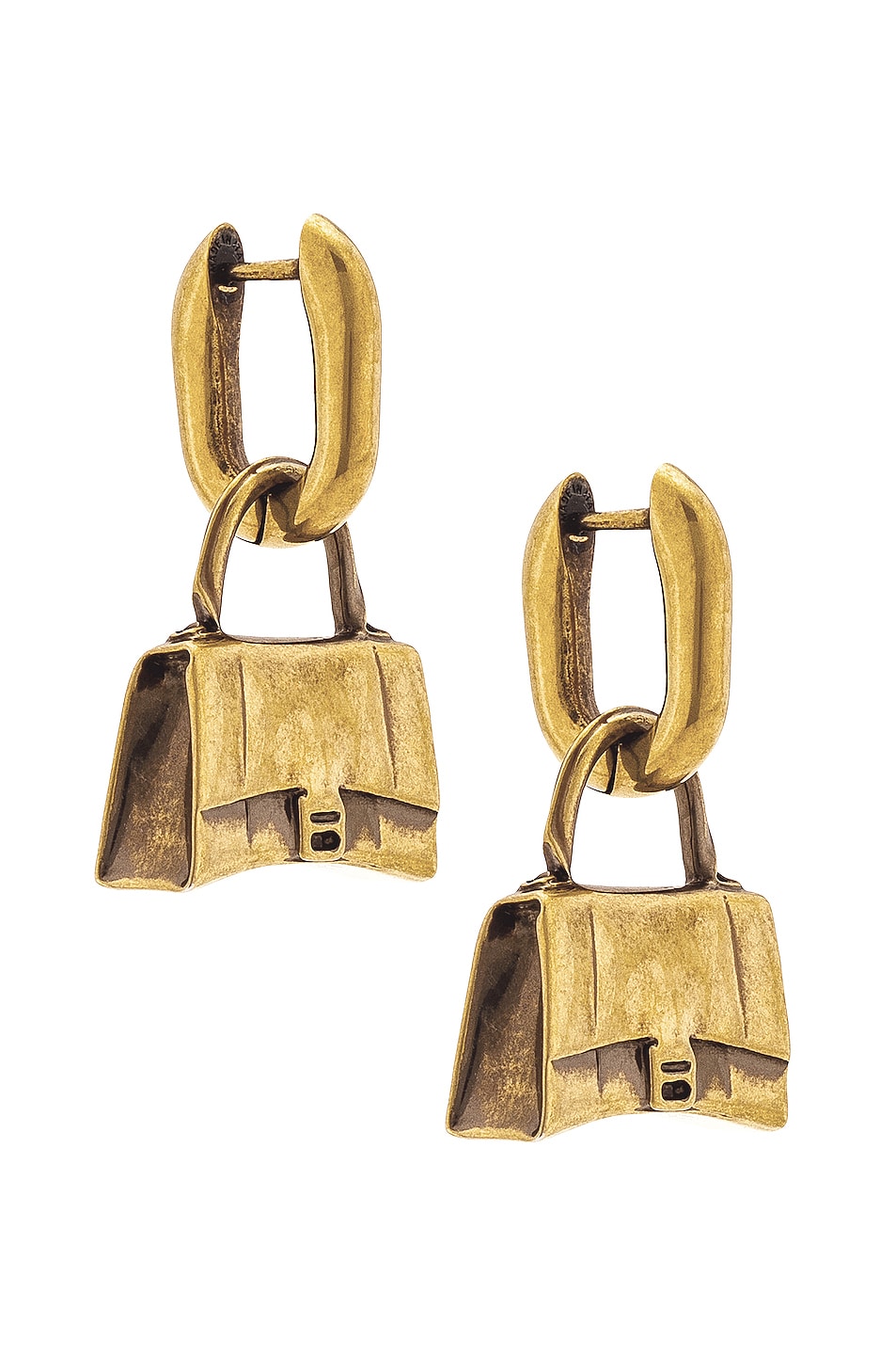 Image 1 of Balenciaga Hourglass Earrings in Antique Gold