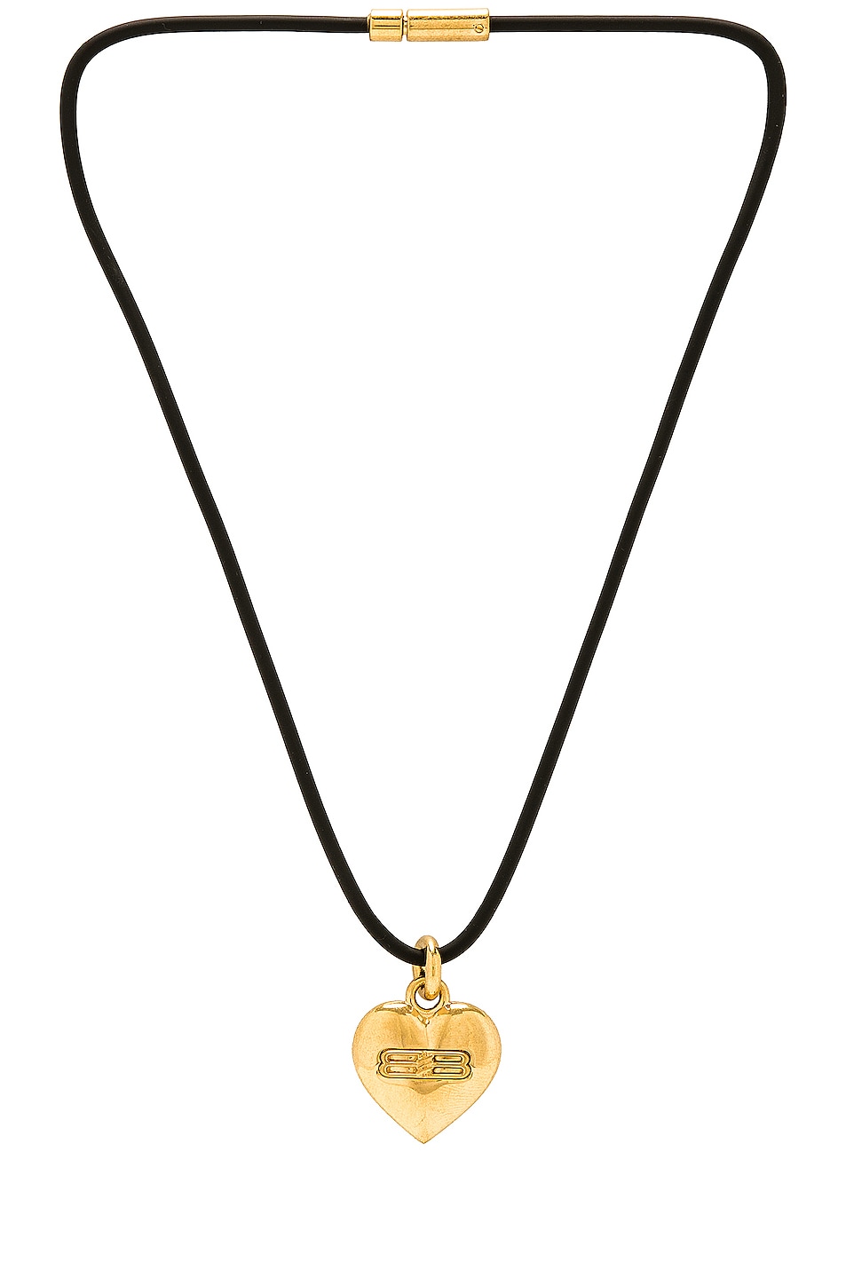 Image 1 of Balenciaga BB Heart Necklace in Gold & Black