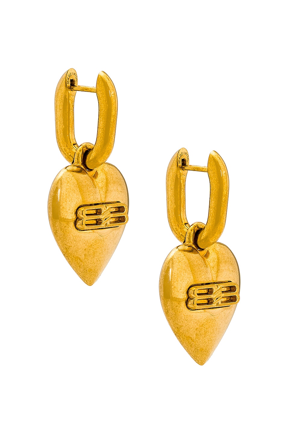 Image 1 of Balenciaga BB Heart Earrings in Gold