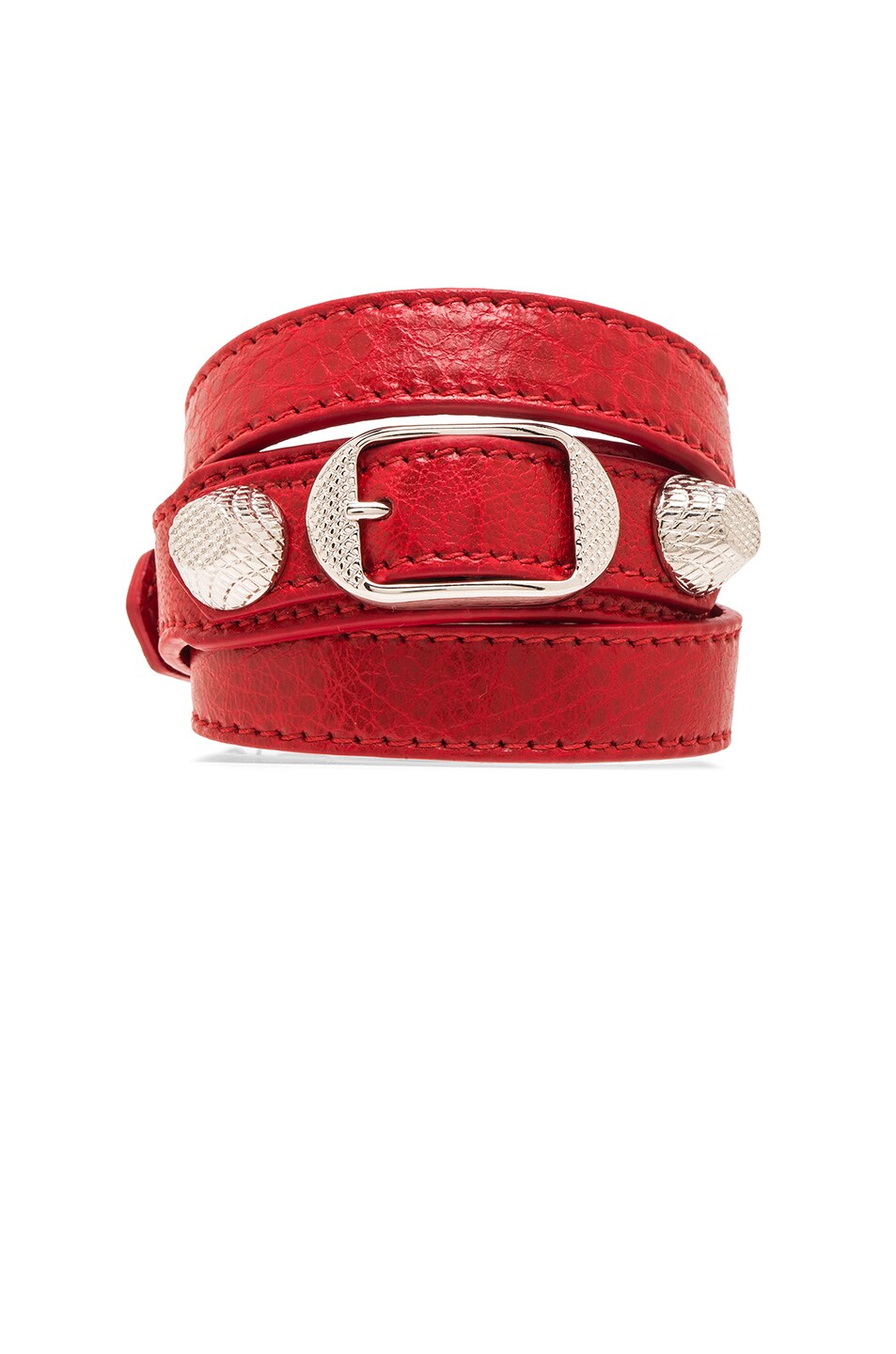 Image 1 of Balenciaga Giant Triple Wrap Bracelet with Nickel Hardware in Rouge Lipstick