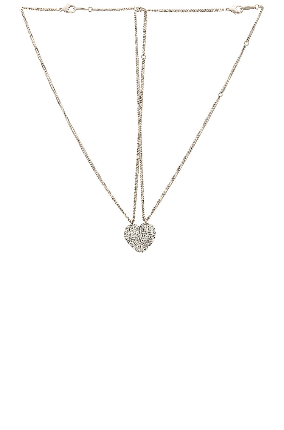 Image 1 of Balenciaga Love Lock Double Necklace in Silver & Crystal