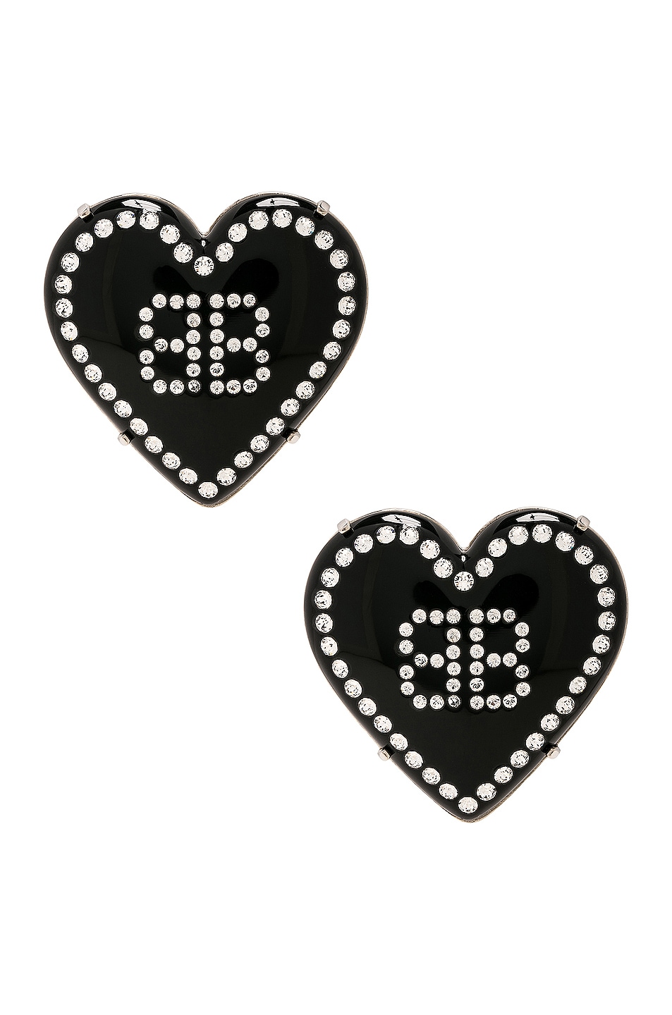Image 1 of Balenciaga Crush 2.0 Earrings in Black, Silver, & Crystal