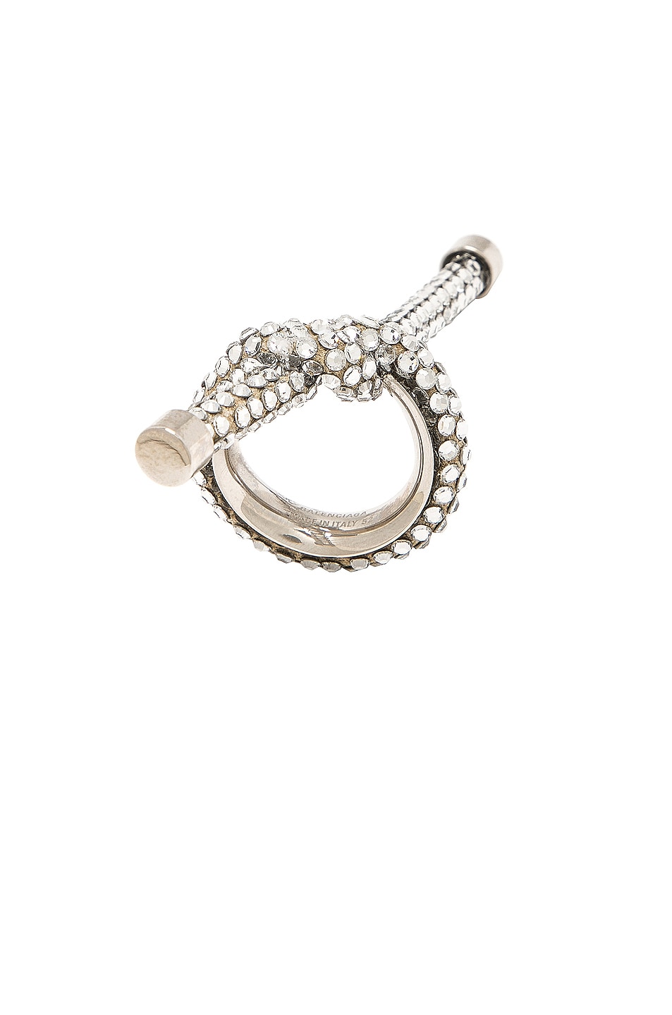 Image 1 of Balenciaga Rope Ring in Shiny Silver & Crystal