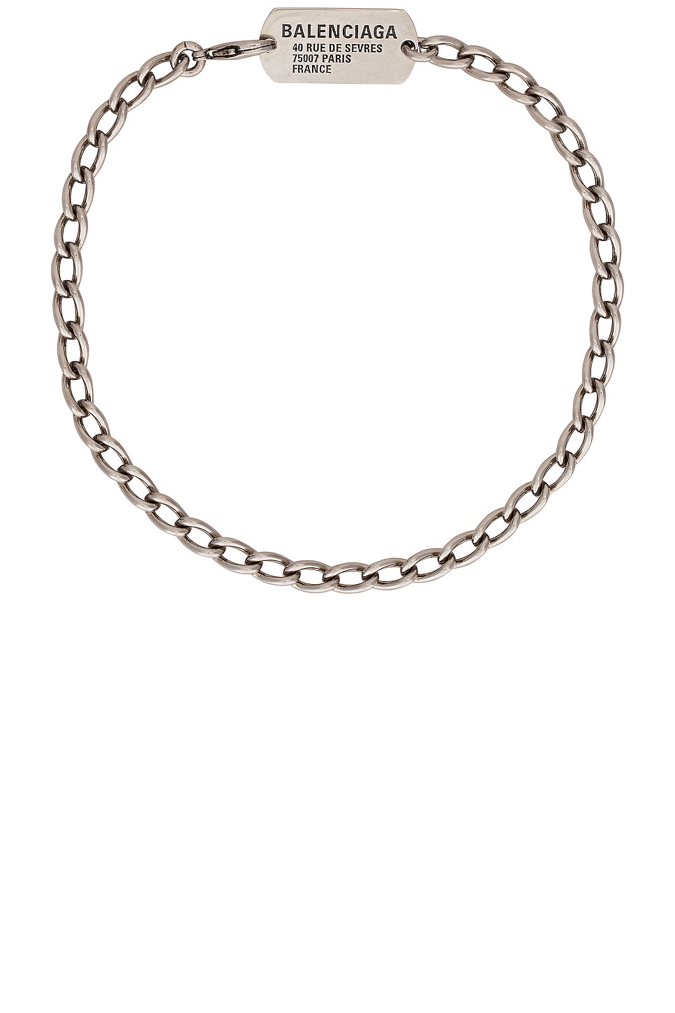Image 1 of Balenciaga Tags Choker Necklace in Antique Silver