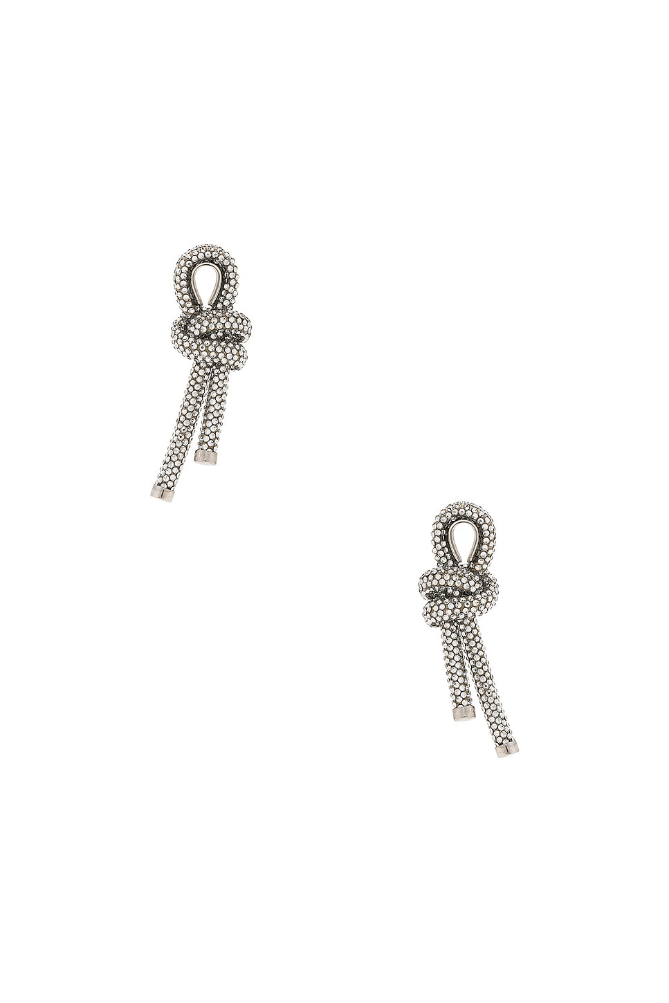 Image 1 of Balenciaga Rope Earrings in Shiny Silver & Crystal