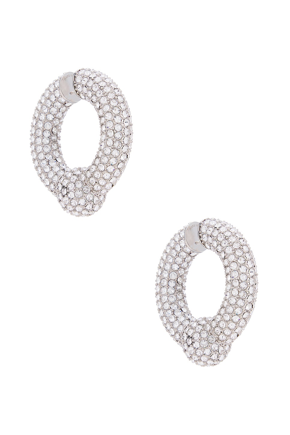 Image 1 of Balenciaga Mega Earrings in Shiny Silver & Crystal