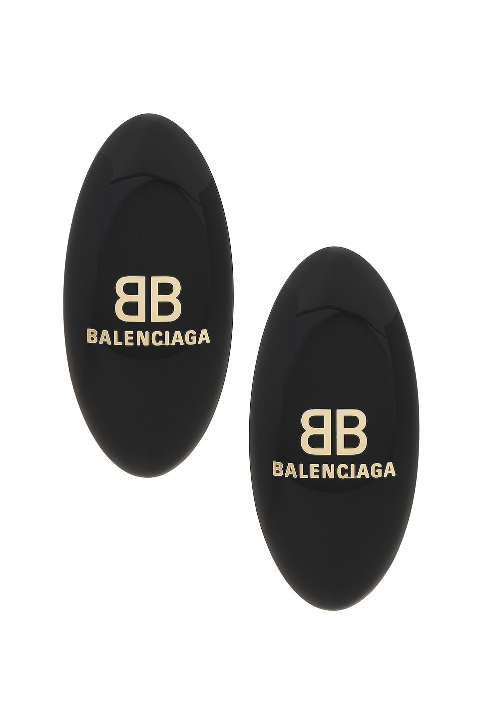 Image 1 of Balenciaga Hairclip Earrings in Black & Gold