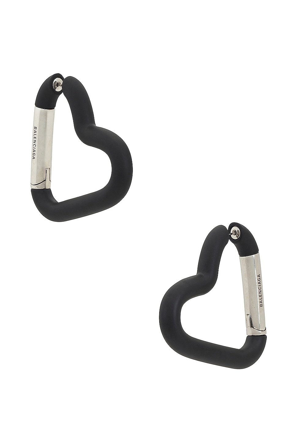 Image 1 of Balenciaga Love Clip Earrings in Matte Black & Antique Silver