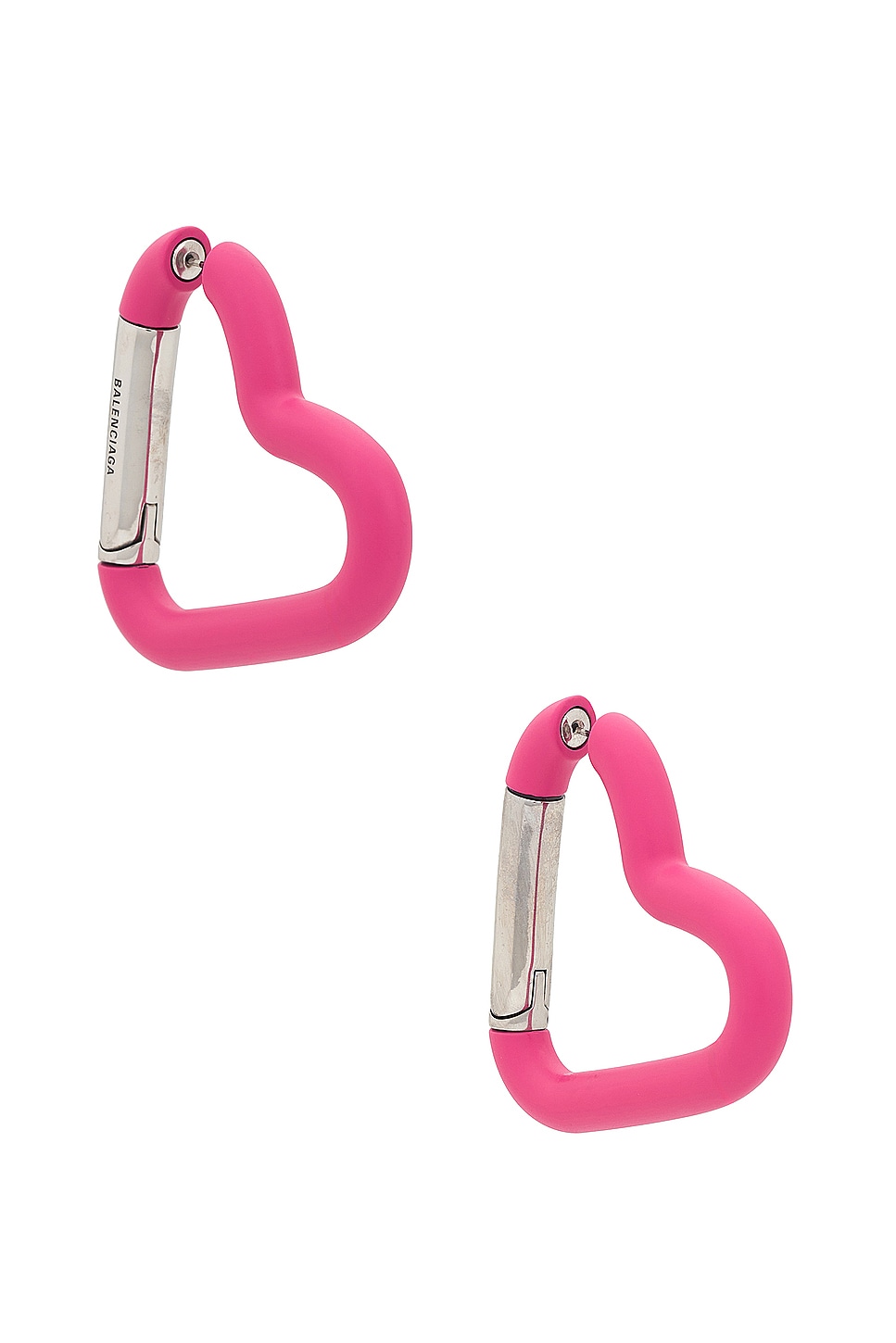 Image 1 of Balenciaga Love Clip Earrings in Pink & Antique Silver