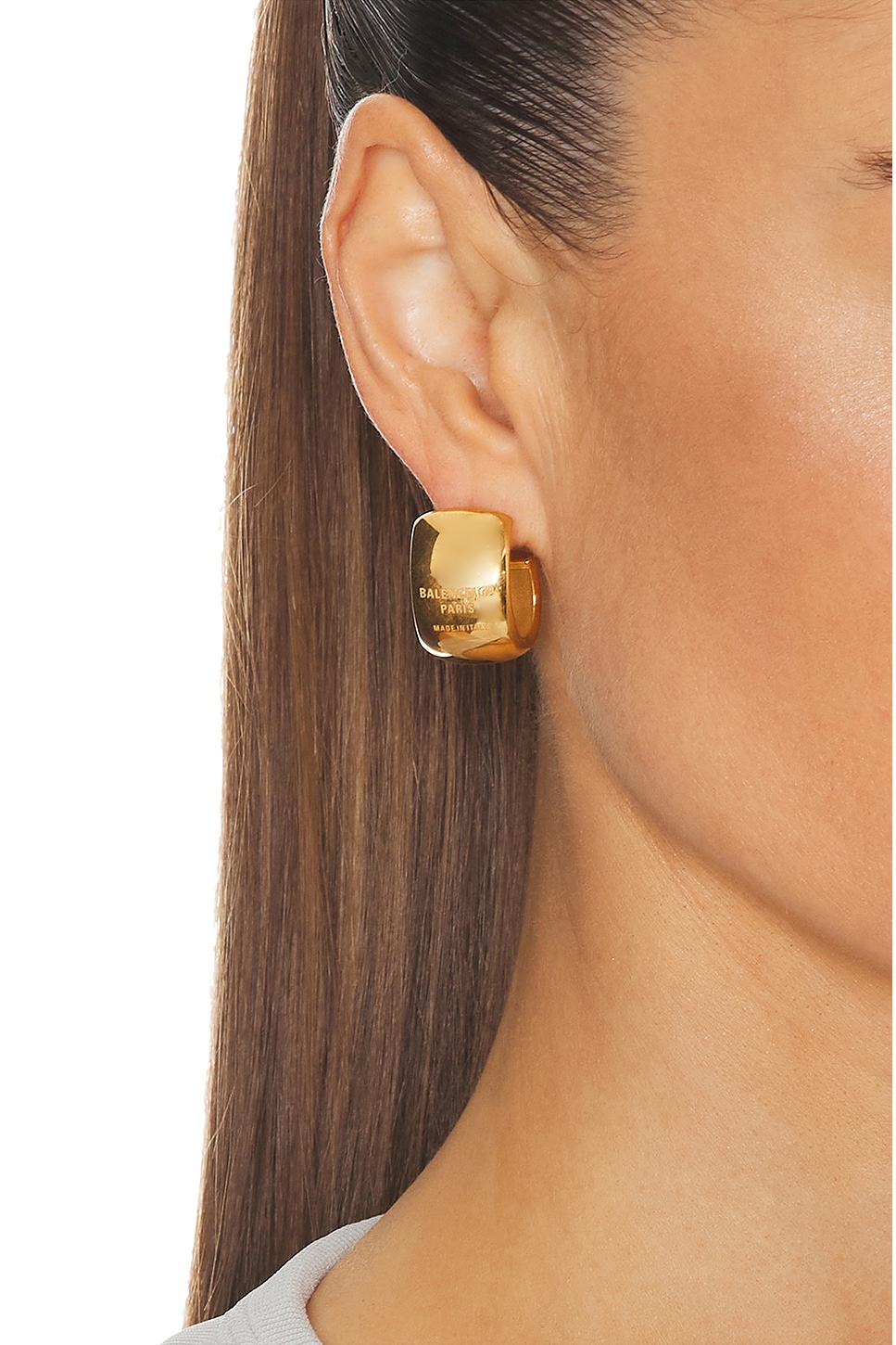 Shop Balenciaga Plated Earring In Brass Gold