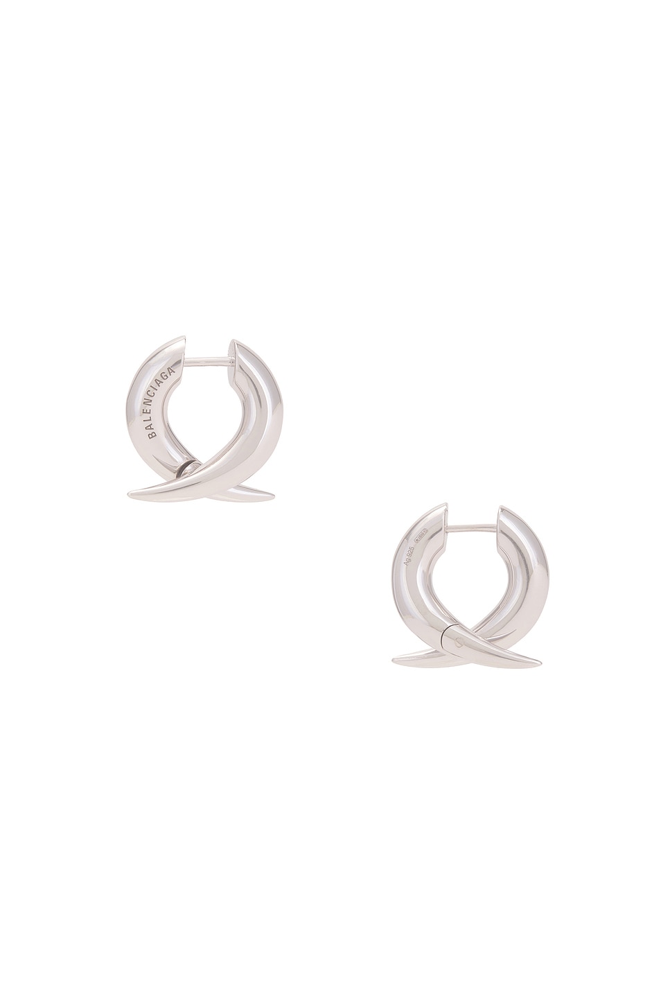Image 1 of Balenciaga Force Horn XS Earring in Shiny Silver
