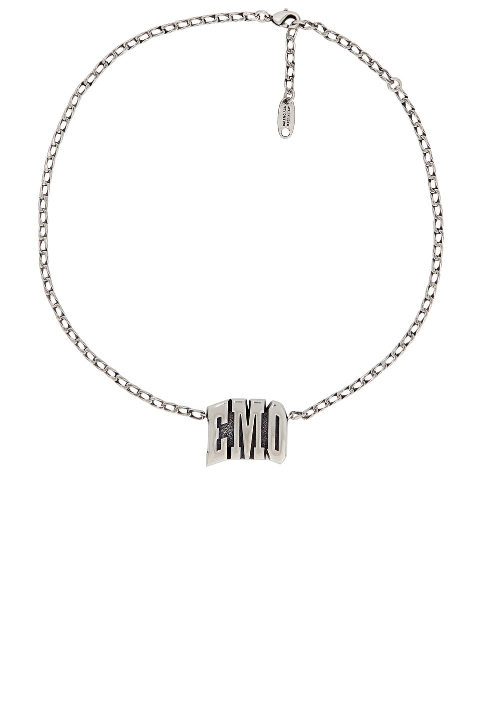 Image 1 of Balenciaga 3 Letter EMO Necklace in Antique Silver