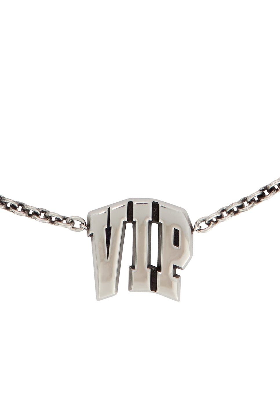 Image 3 of Balenciaga 3 Letter VIP Necklace in Antique Silver
