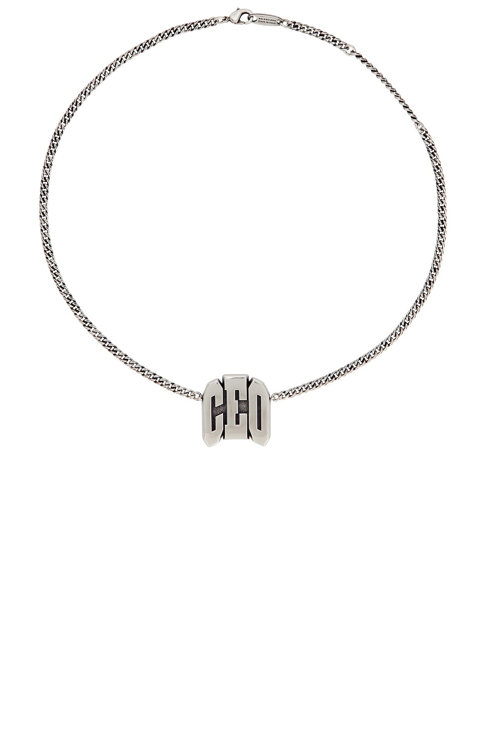 Image 1 of Balenciaga 3 Letter CEO Necklace in Antique Silver