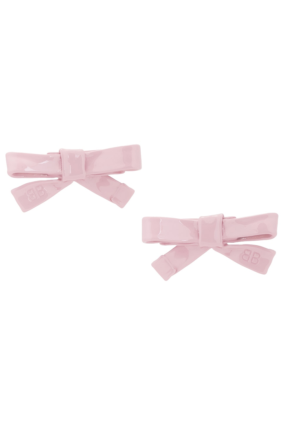 Image 1 of Balenciaga Sweetheart Earrings in Shiny Pink & Shiny Silver