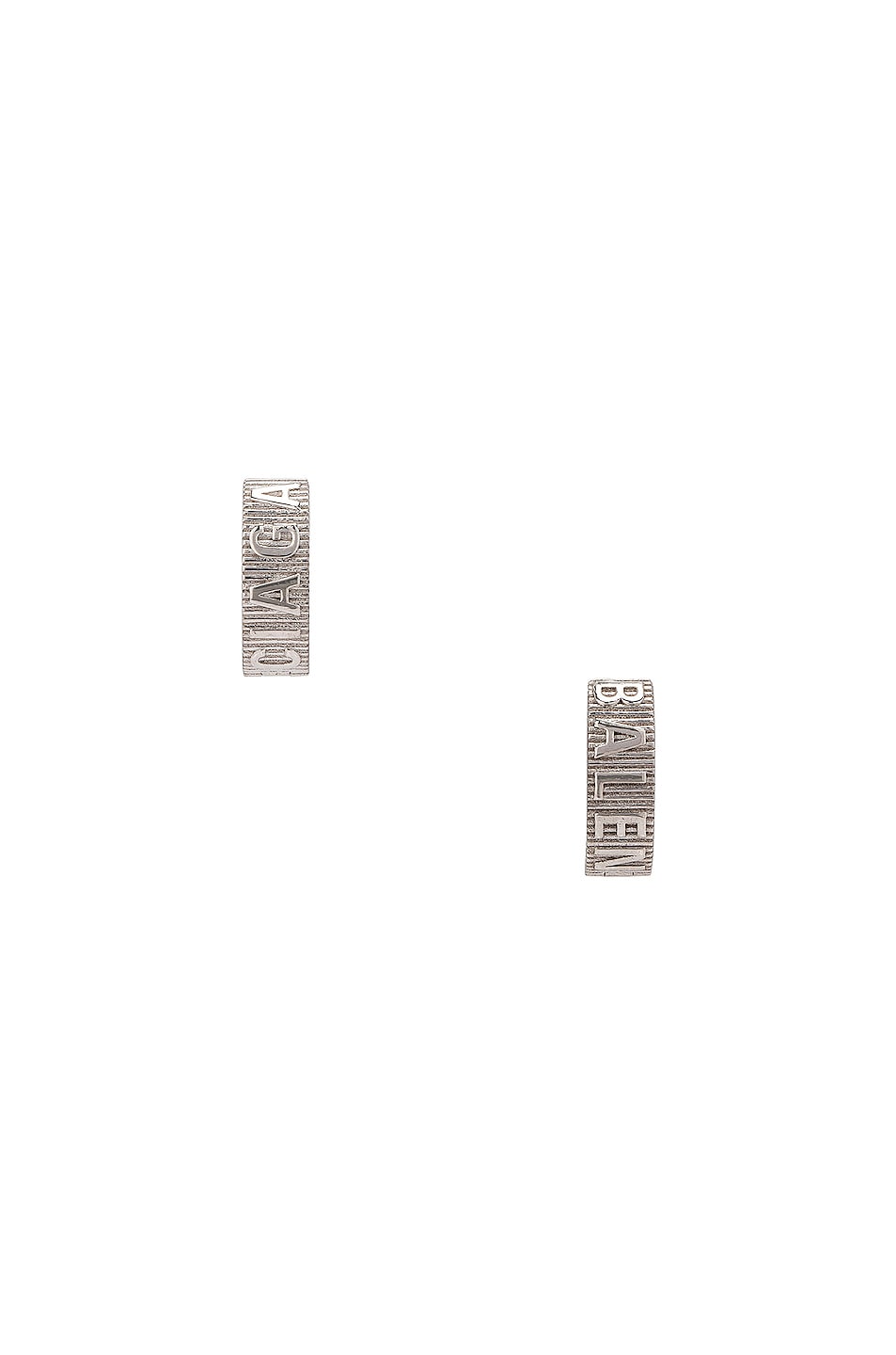 Image 1 of Balenciaga Force Striped Earrings in Shiny Silver