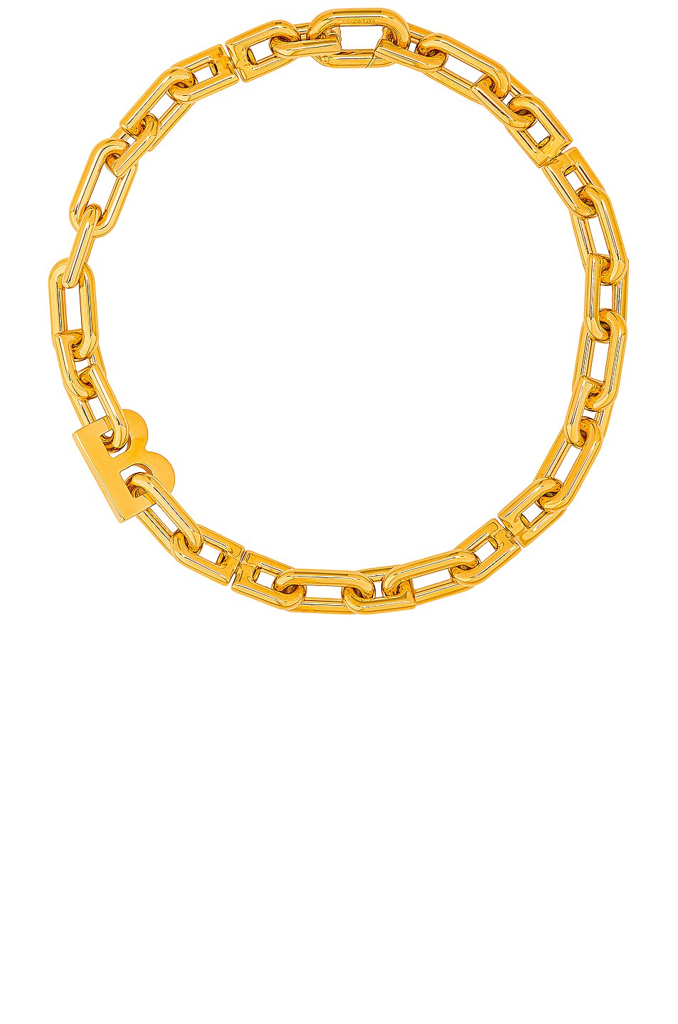 Image 1 of Balenciaga Thin B Chain Necklace in Shiny Gold