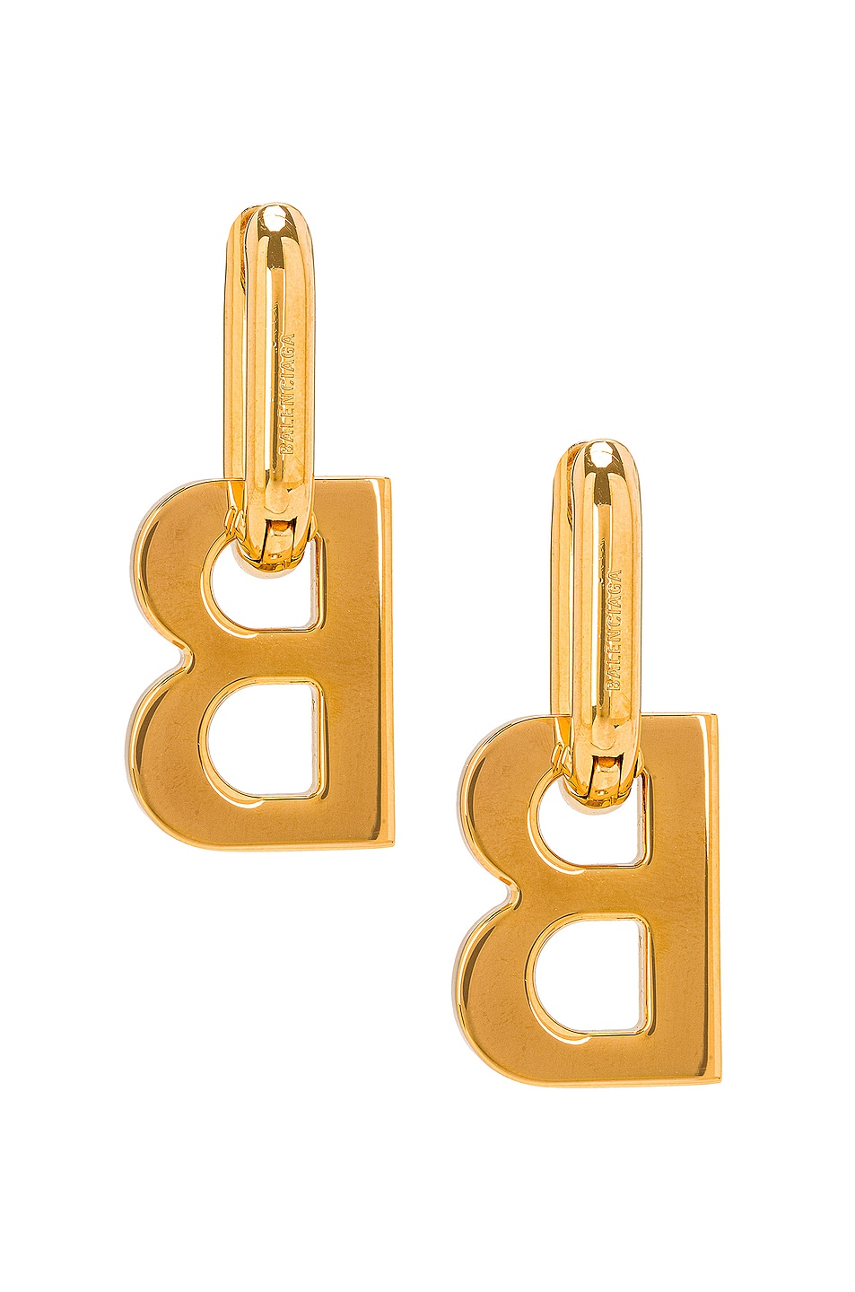 Balenciaga XL B Chain Earrings in Shiny Gold | FWRD
