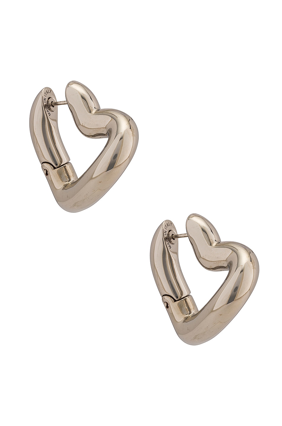 Image 1 of Balenciaga Heart Loop Earrings in Shiny Silver
