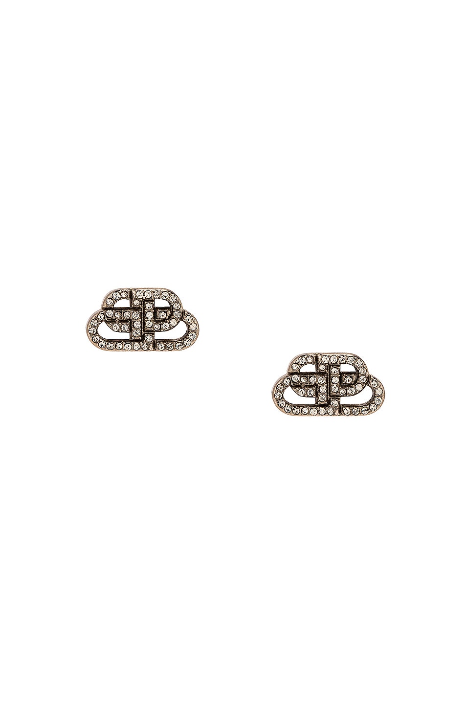 Image 1 of Balenciaga XS BB Crystal Stud Earrings in Brass & Silver