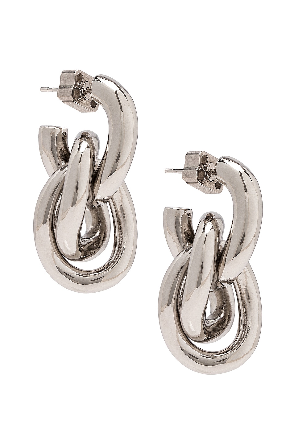 Image 1 of Balenciaga Triple Loop Earrings in Shiny Silver