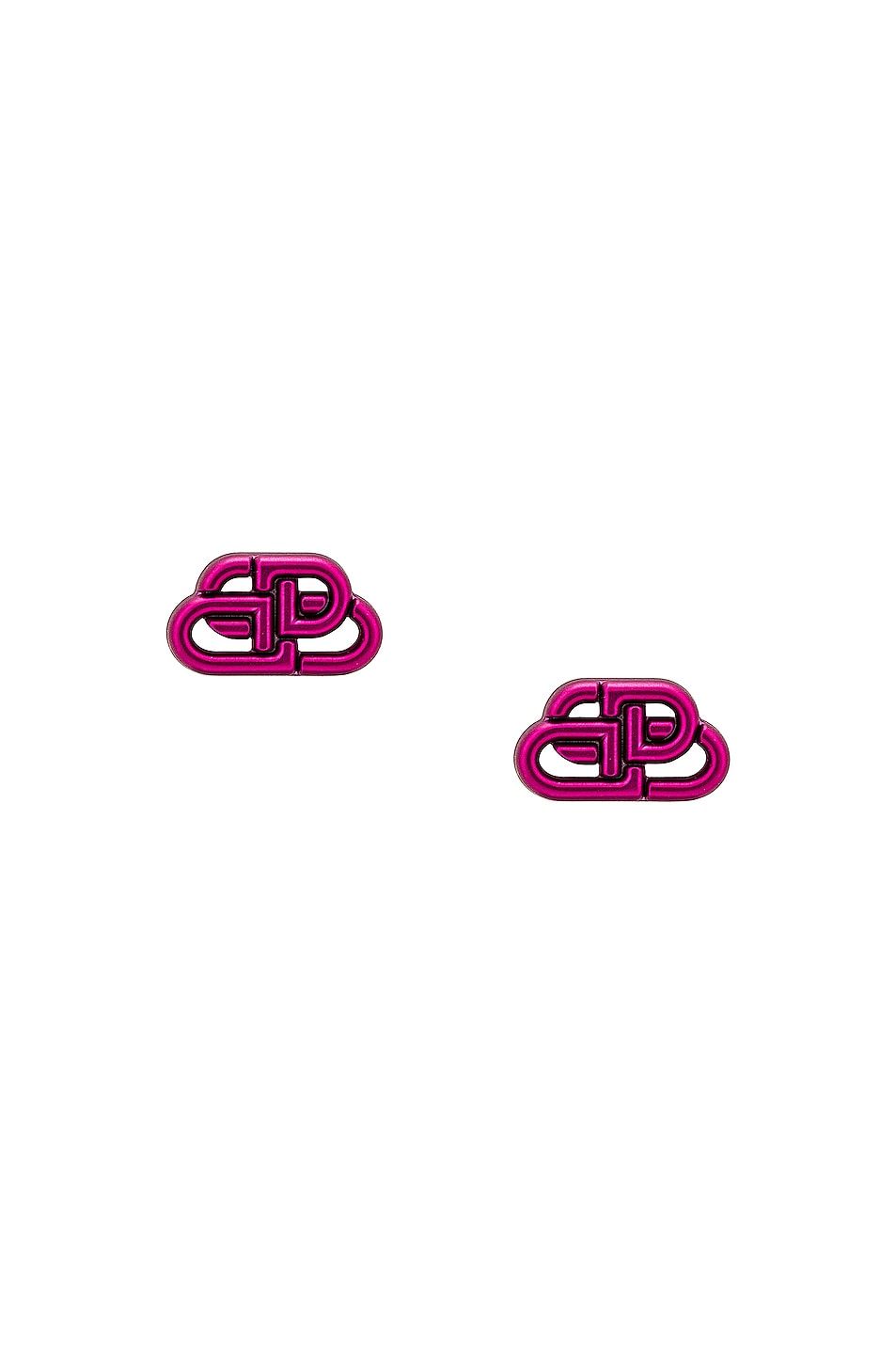 Image 1 of Balenciaga XS BB Stud Earrings in Pink & Shiny Silver