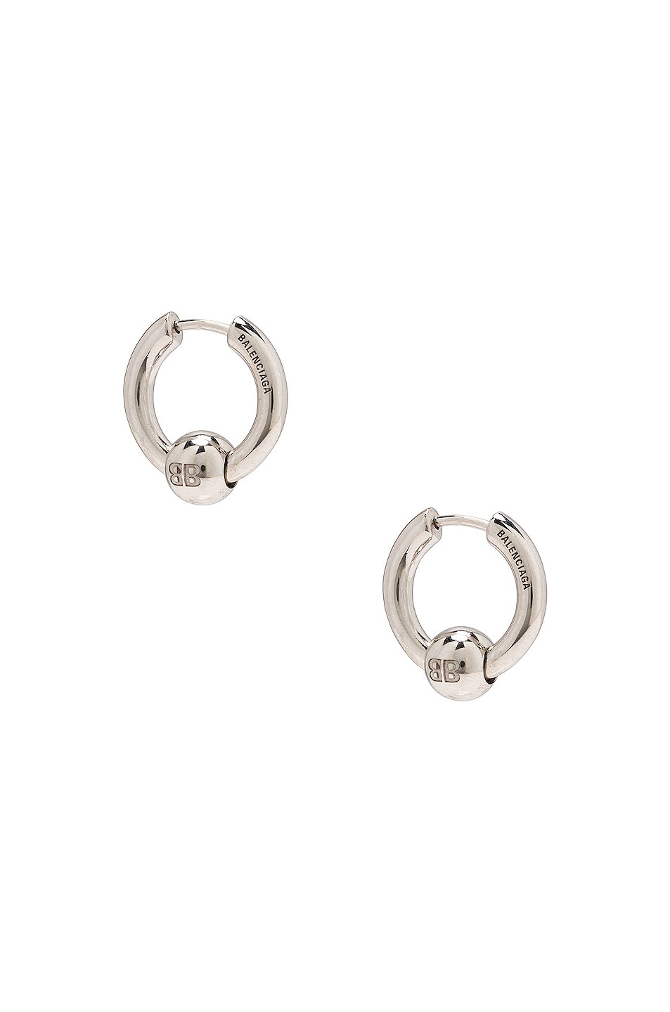 Image 1 of Balenciaga XS Force Earrings in Shiny Silver
